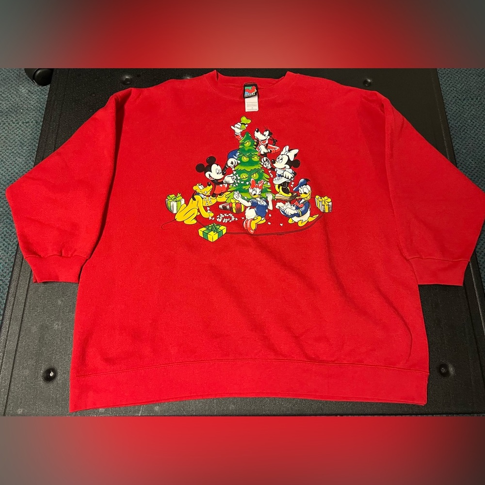 Vtg 90s Mickey Unlimited Christmas Sweatshirt Mickey Mouse Minnie Jerry Leigh